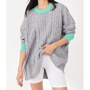 NWT Free People Women's Olympia Tunic Sweater in Gray Teal Size Small